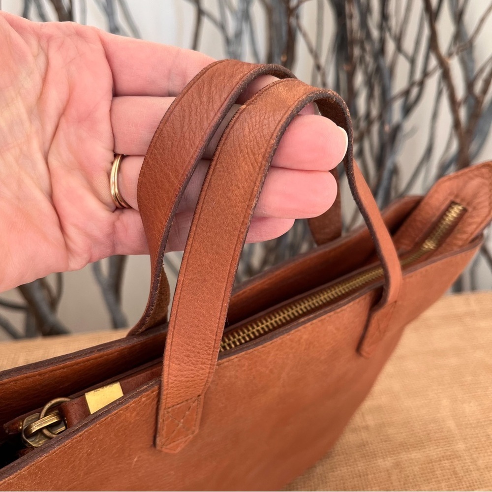 Madewell Zip Top Transport Small Brown Leather Bag - Picture 6 of 12